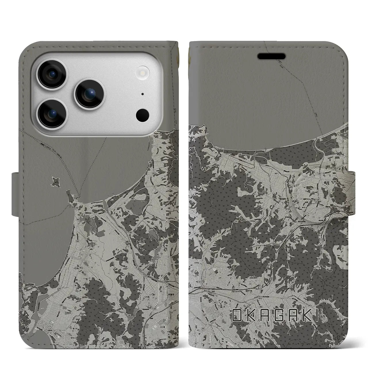 【岡垣（福岡県）】地図柄iPhoneケース（手帳タイプ）