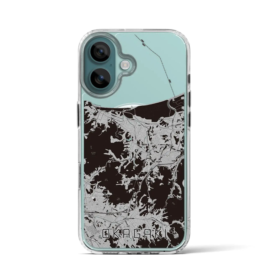 【岡垣（福岡県）】地図柄iPhoneケース（MagSafeタイプ）モノトーン・iPhone 16 Pro 用