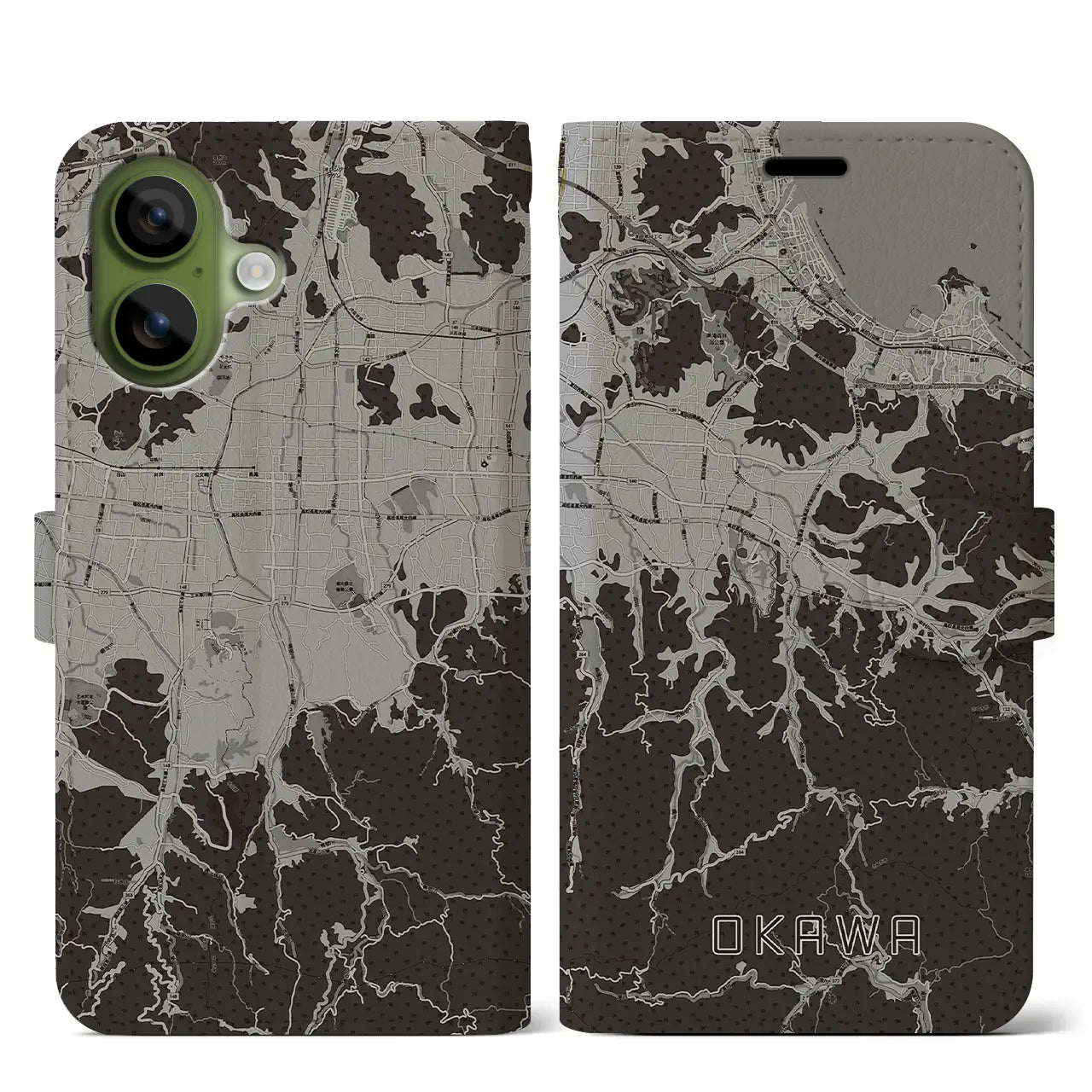 【大川（香川県）】地図柄iPhoneケース（手帳タイプ）