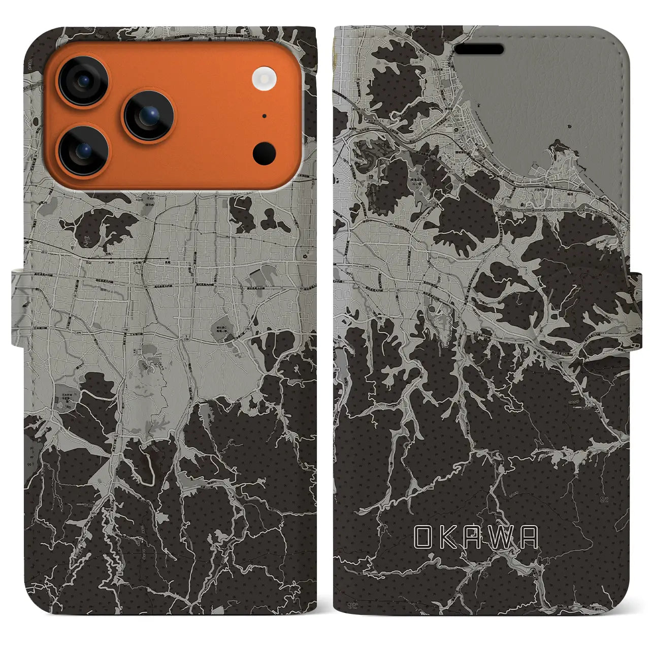 【大川（香川県）】地図柄iPhoneケース（手帳タイプ）