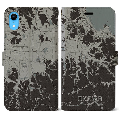 【大川（香川県）】地図柄iPhoneケース（手帳タイプ）モノトーン・iPhone XR 用