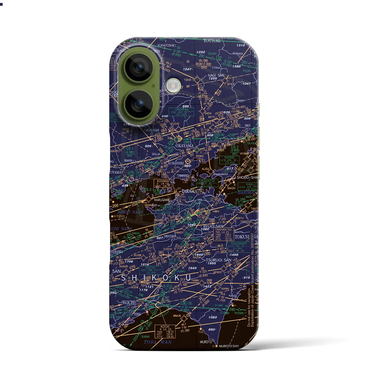 【岡山・高松航空図（岡山県）】航空図iPhoneケース（バックカバータイプ）