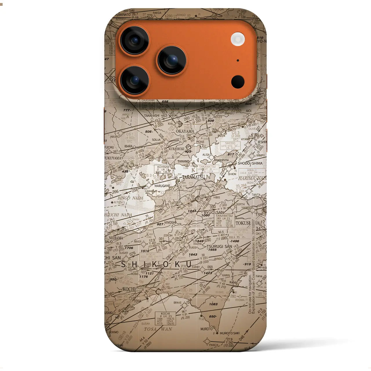 【岡山・高松航空図（岡山県）】航空図iPhoneケース（バックカバータイプ）