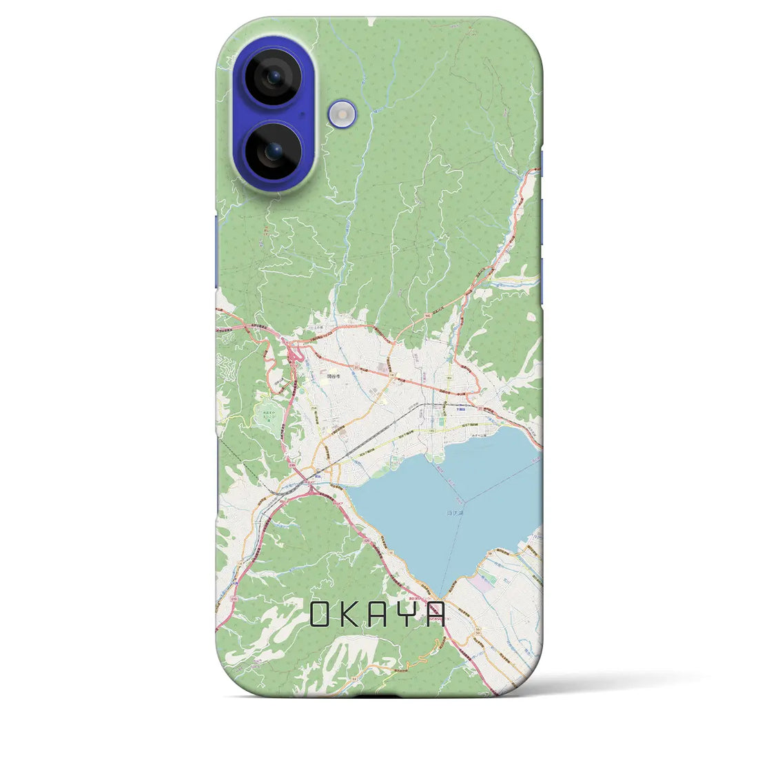 【岡谷（長野県）】地図柄iPhoneケース（バックカバータイプ）ナチュラル・iPhone 16 Pro Max 用