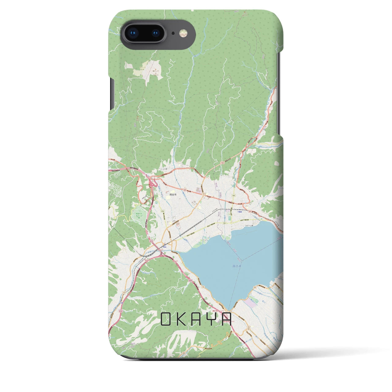 【岡谷（長野県）】地図柄iPhoneケース（バックカバータイプ）