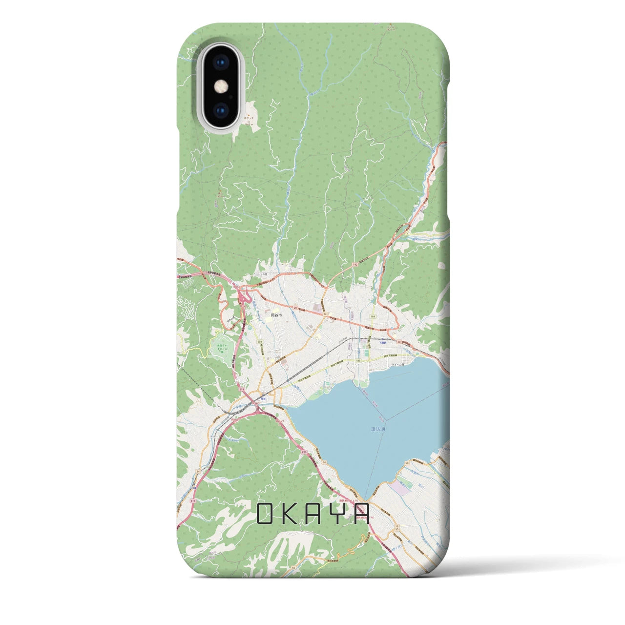 【岡谷（長野県）】地図柄iPhoneケース（バックカバータイプ）