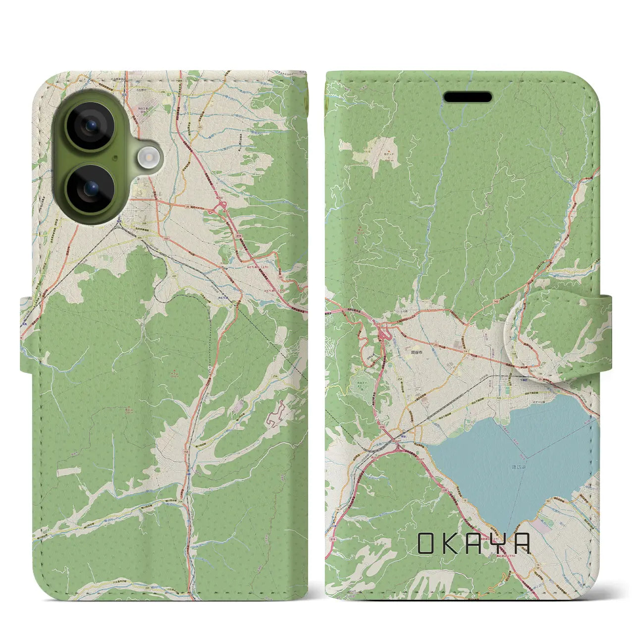 【岡谷（長野県）】地図柄iPhoneケース（手帳タイプ）
