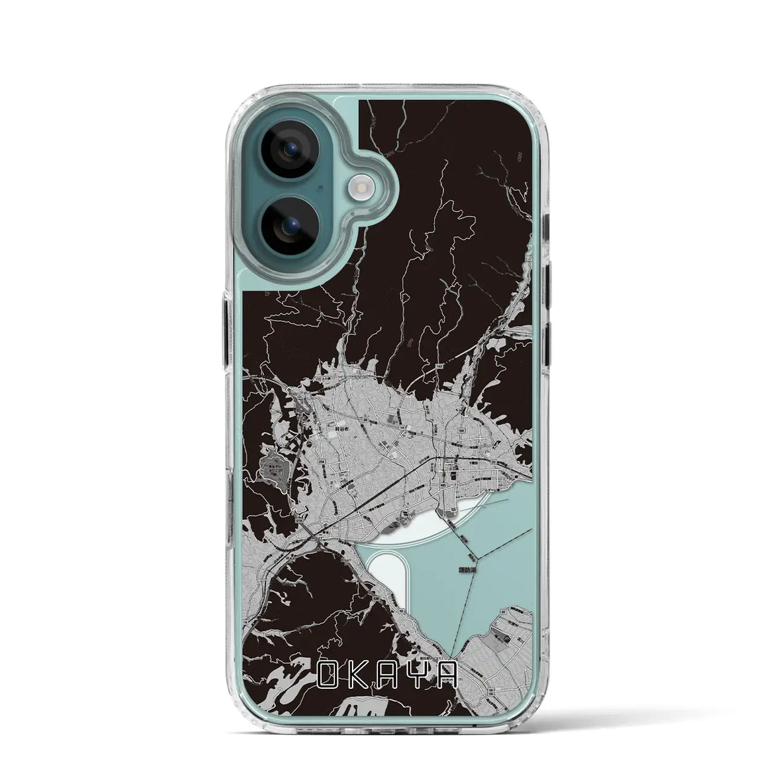 【岡谷(長野県)】地図柄iPhoneケース(MagSafeタイプ)モノトーン・iPhone 16 Pro 用