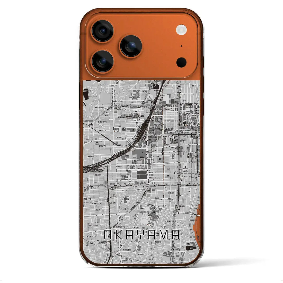 【岡山2(岡山県)】地図柄iPhoneケース(クリアタイプ)モノトーン・iPhone 17 Pro Max 用
