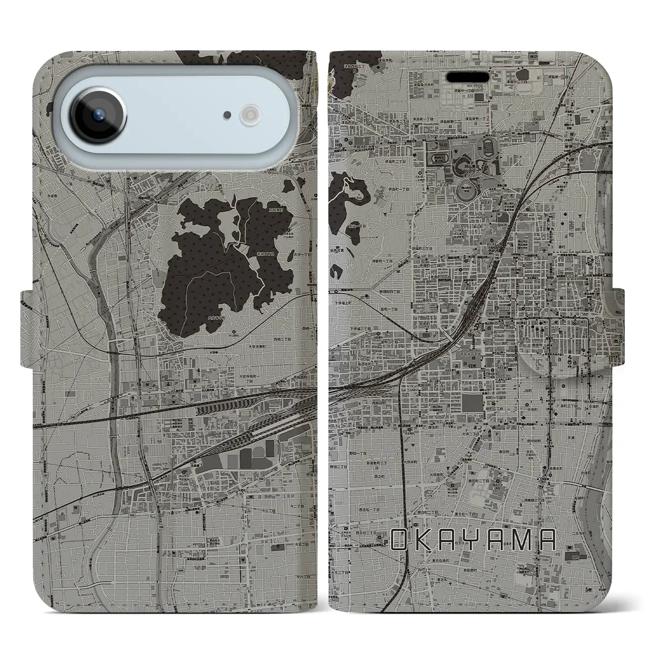 【岡山2（岡山県）】地図柄iPhoneケース（手帳タイプ）