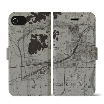 【岡山2（岡山県）】地図柄iPhoneケース（手帳タイプ）モノトーン・iPhone SE（第3 / 第2世代） / 8 / 7 / 6s / 6 用