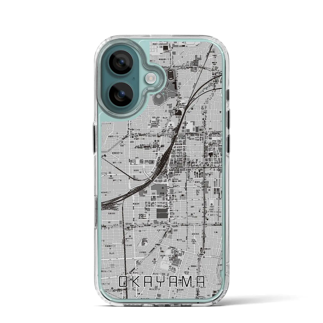 【岡山2(岡山県)】地図柄iPhoneケース(MagSafeタイプ)モノトーン・iPhone 16 Pro 用