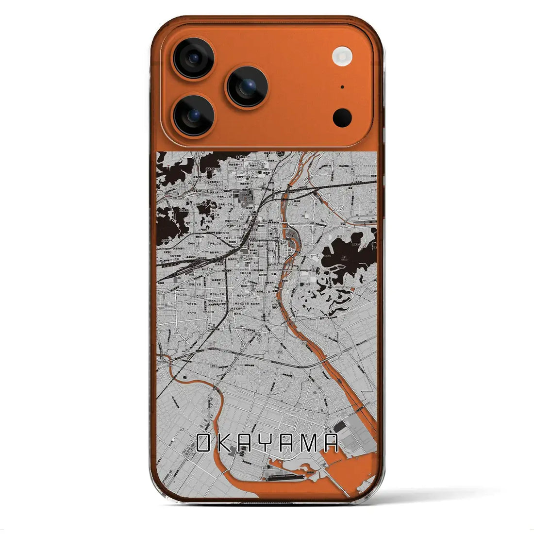 【岡山（岡山県）】地図柄iPhoneケース（クリアタイプ）モノトーン・iPhone 17 Pro Max 用
