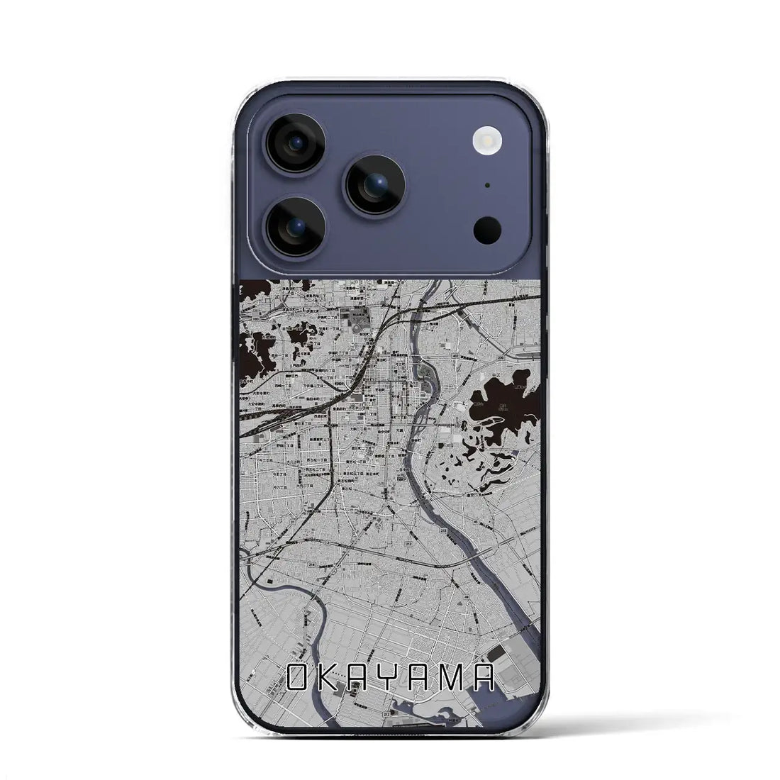 【岡山（岡山県）】地図柄iPhoneケース（クリアタイプ）モノトーン・iPhone 17 Pro Max 用