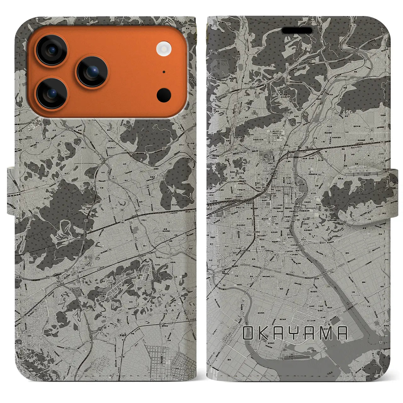 【岡山（岡山県）】地図柄iPhoneケース（手帳タイプ）