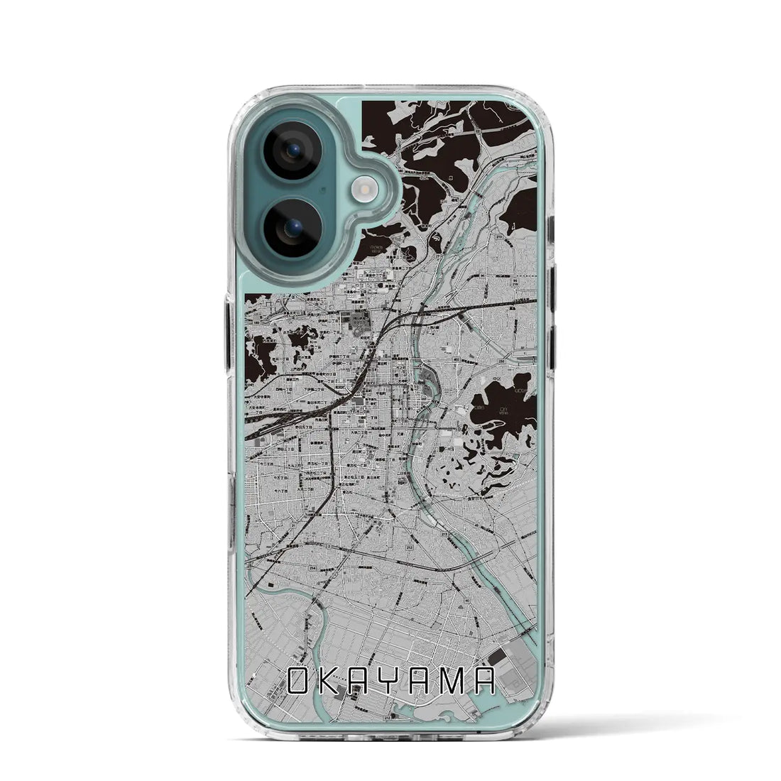 【岡山(岡山県)】地図柄iPhoneケース(MagSafeタイプ)モノトーン・iPhone 16 Pro 用