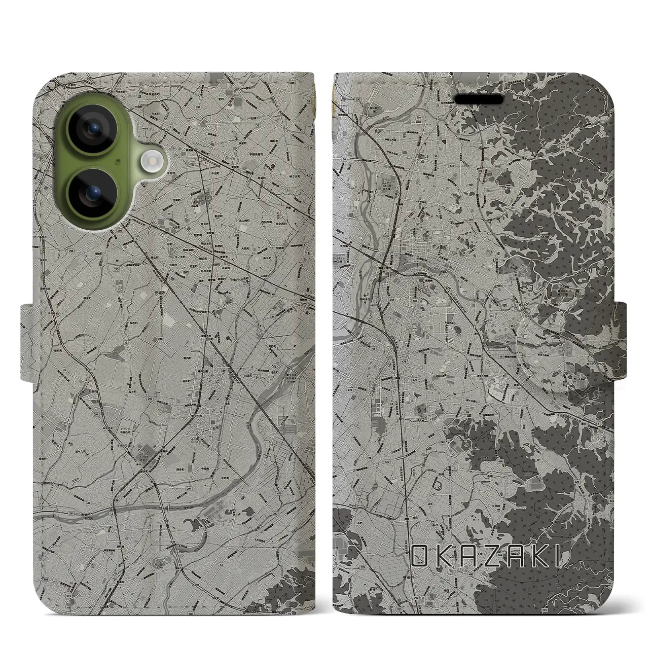 【岡崎（愛知県）】地図柄iPhoneケース（手帳タイプ）