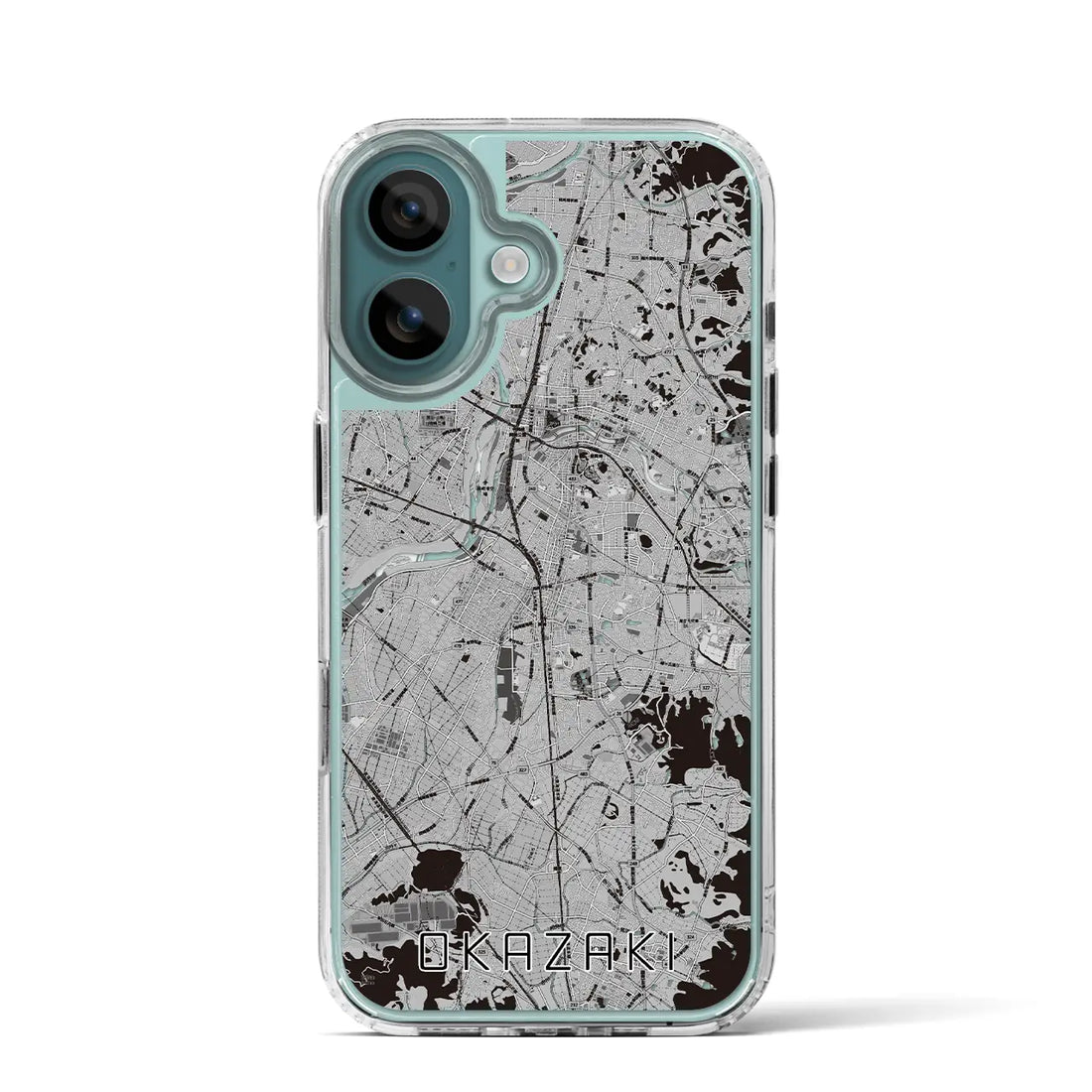 【岡崎（愛知県）】地図柄iPhoneケース（MagSafeタイプ）モノトーン・iPhone 16 Pro 用