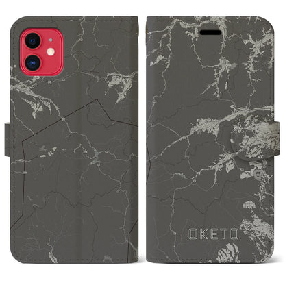 【置戸（北海道）】地図柄iPhoneケース（手帳タイプ）モノトーン・iPhone 11 用