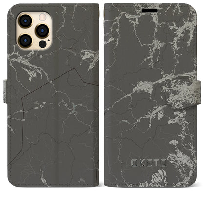 【置戸（北海道）】地図柄iPhoneケース（手帳タイプ）モノトーン・iPhone 12 Pro Max 用