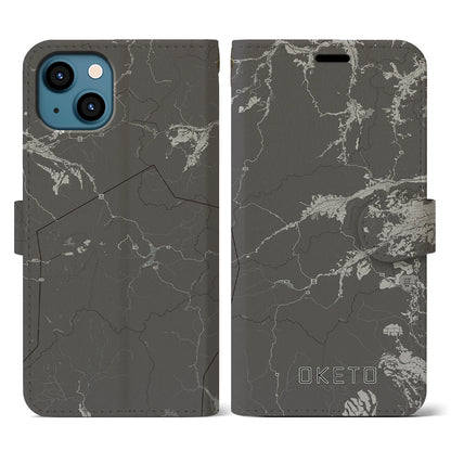 【置戸（北海道）】地図柄iPhoneケース（手帳タイプ）モノトーン・iPhone 13 用