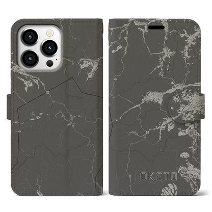 【置戸（北海道）】地図柄iPhoneケース（手帳タイプ）モノトーン・iPhone 13 Pro 用