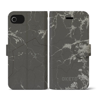 【置戸（北海道）】地図柄iPhoneケース（手帳タイプ）モノトーン・iPhone SE（第3 / 第2世代） / 8 / 7 / 6s / 6 用