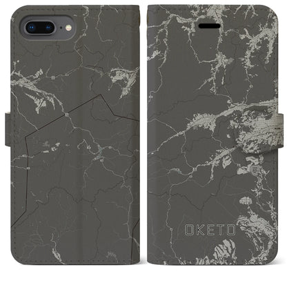 【置戸（北海道）】地図柄iPhoneケース（手帳タイプ）モノトーン・iPhone 8Plus /7Plus / 6sPlus / 6Plus 用