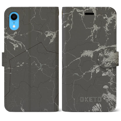 【置戸（北海道）】地図柄iPhoneケース（手帳タイプ）モノトーン・iPhone XR 用