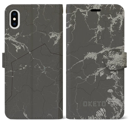 【置戸（北海道）】地図柄iPhoneケース（手帳タイプ）モノトーン・iPhone XS Max 用