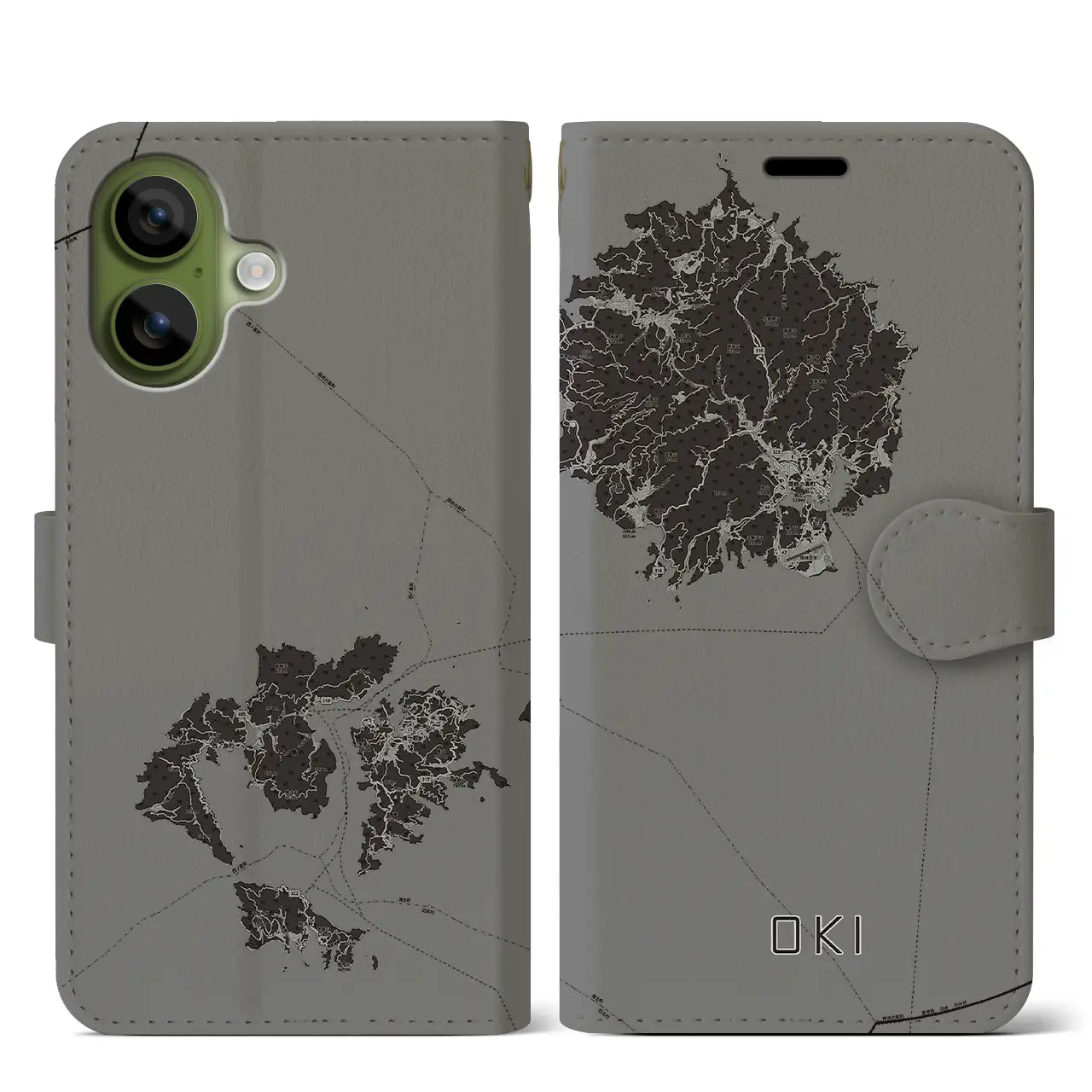 【隠岐（島根県）】地図柄iPhoneケース（手帳タイプ）