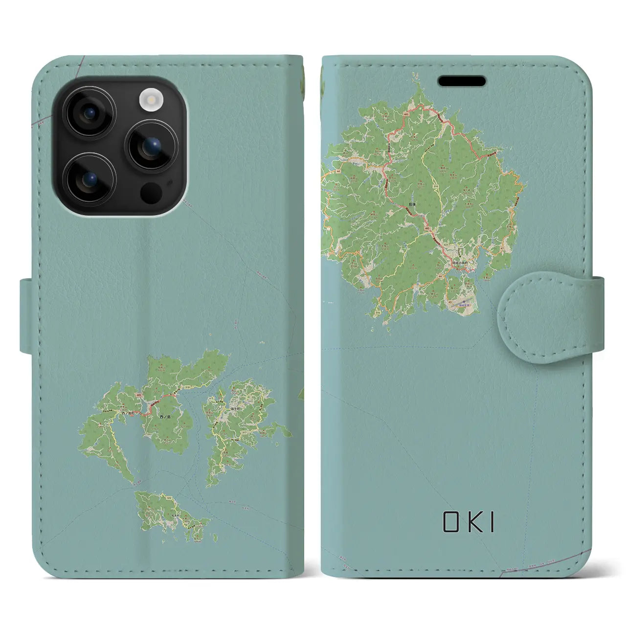 【隠岐（島根県）】地図柄iPhoneケース（手帳タイプ）ナチュラル・iPhone 16 用