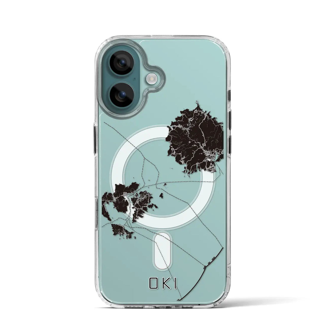 【隠岐(島根県)】地図柄iPhoneケース(MagSafeタイプ)モノトーン・iPhone 16 Pro 用