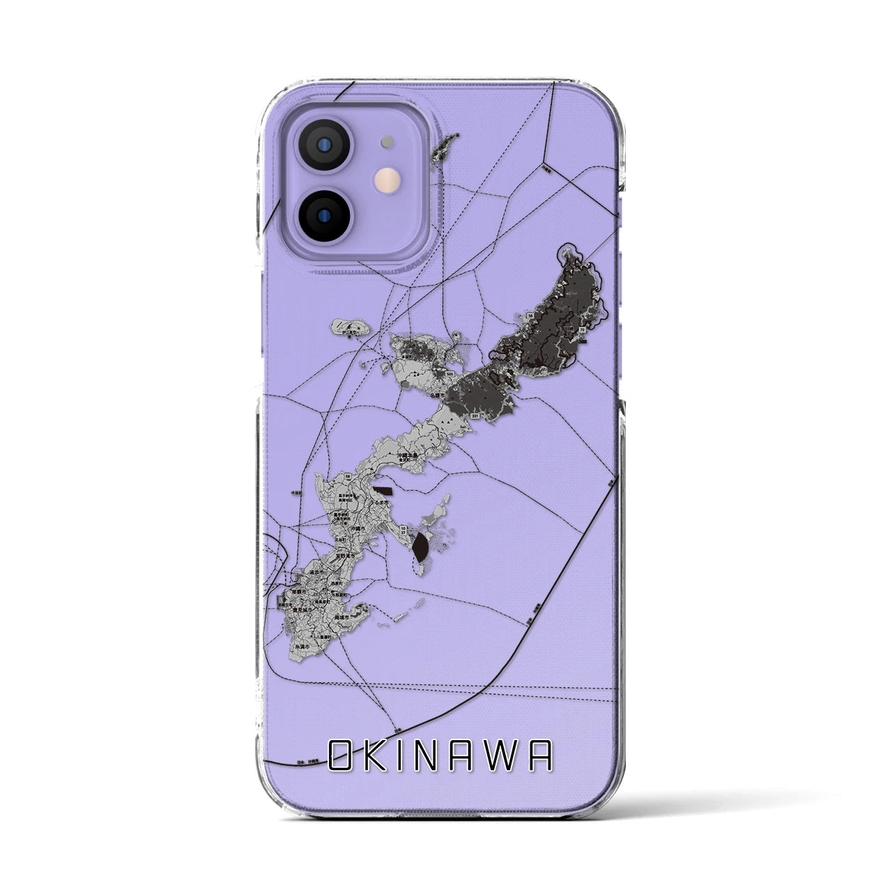 【沖縄2（沖縄県）】地図柄iPhoneケース（クリアタイプ）モノトーン・iPhone 12 Pro Max 用