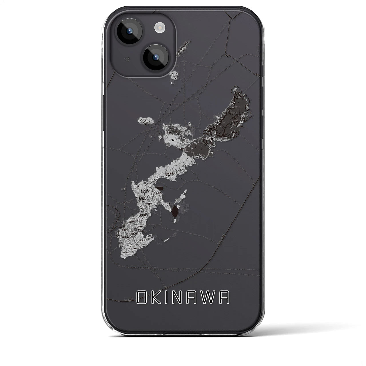 【沖縄2（沖縄県）】地図柄iPhoneケース（クリアタイプ）モノトーン・iPhone 14 Pro 用