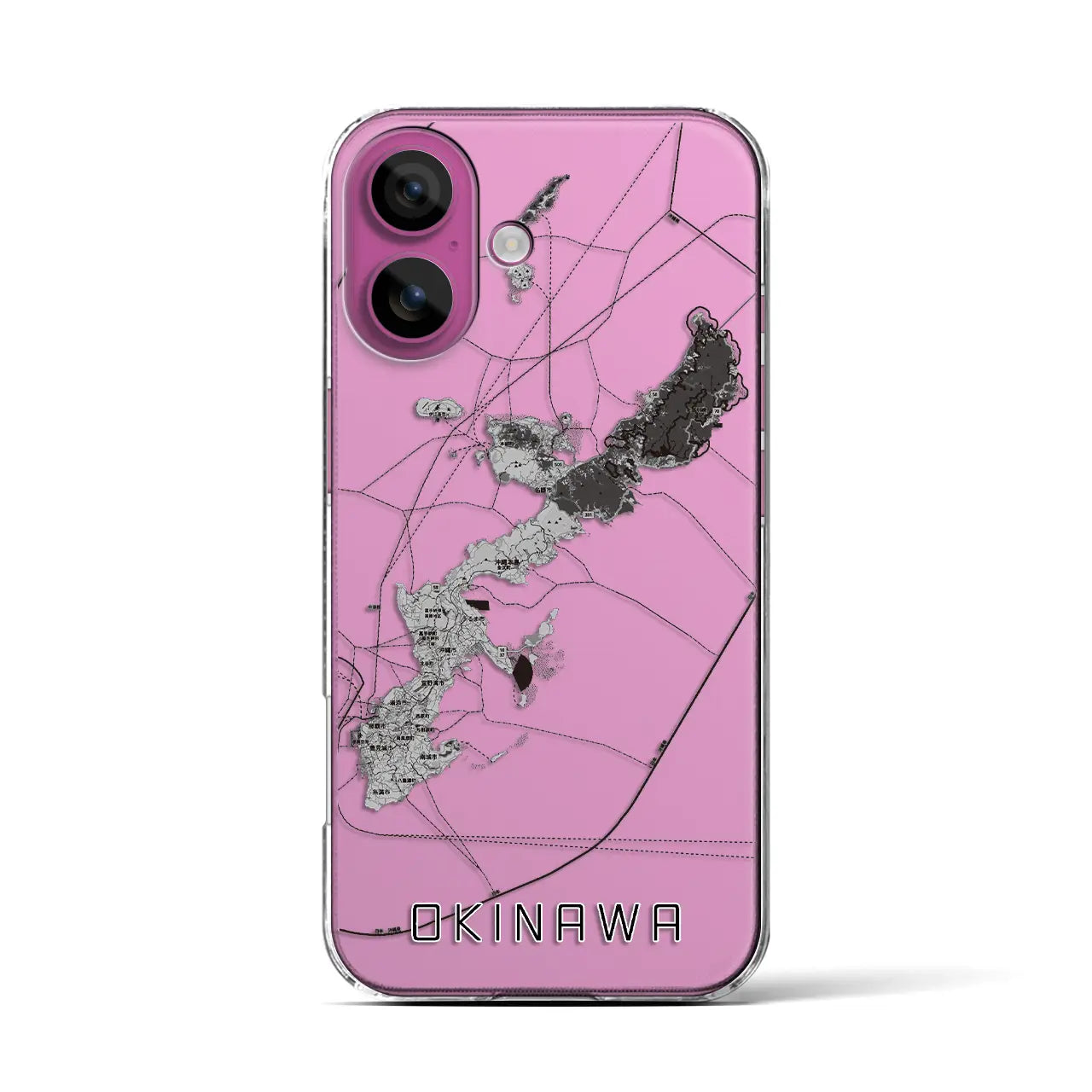 【沖縄2（沖縄県）】地図柄iPhoneケース（クリアタイプ）モノトーン・iPhone 16 Pro 用