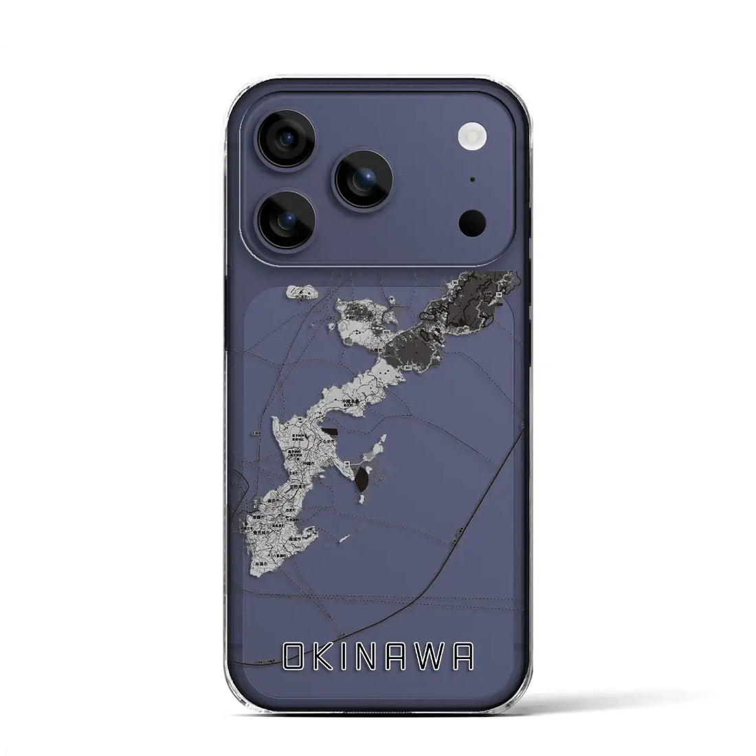 【沖縄2(沖縄県)】地図柄iPhoneケース(クリアタイプ)モノトーン・iPhone 17 Pro Max 用