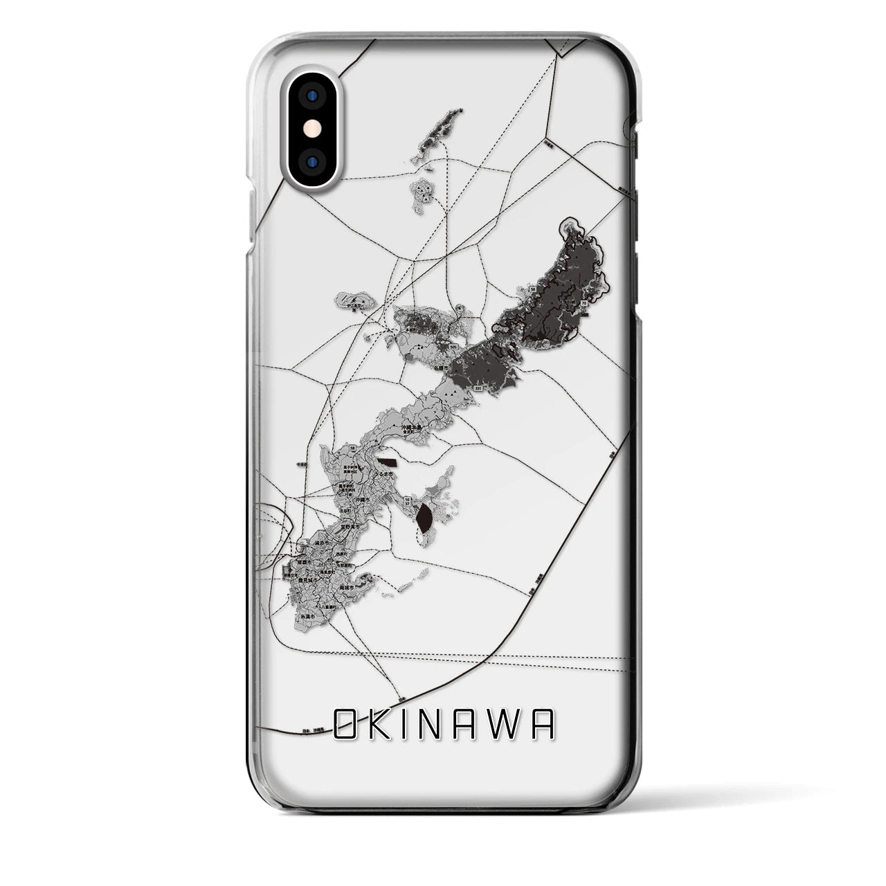 【沖縄2（沖縄県）】地図柄iPhoneケース（クリアタイプ）モノトーン・iPhone 11 用