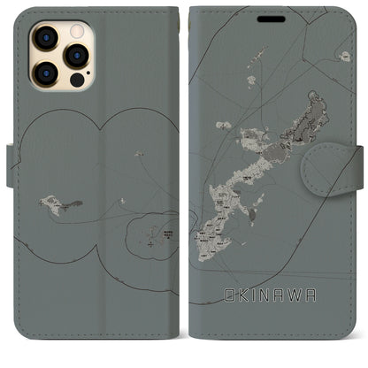 【沖縄2（沖縄県）】地図柄iPhoneケース（手帳タイプ）モノトーン・iPhone 12 Pro Max 用