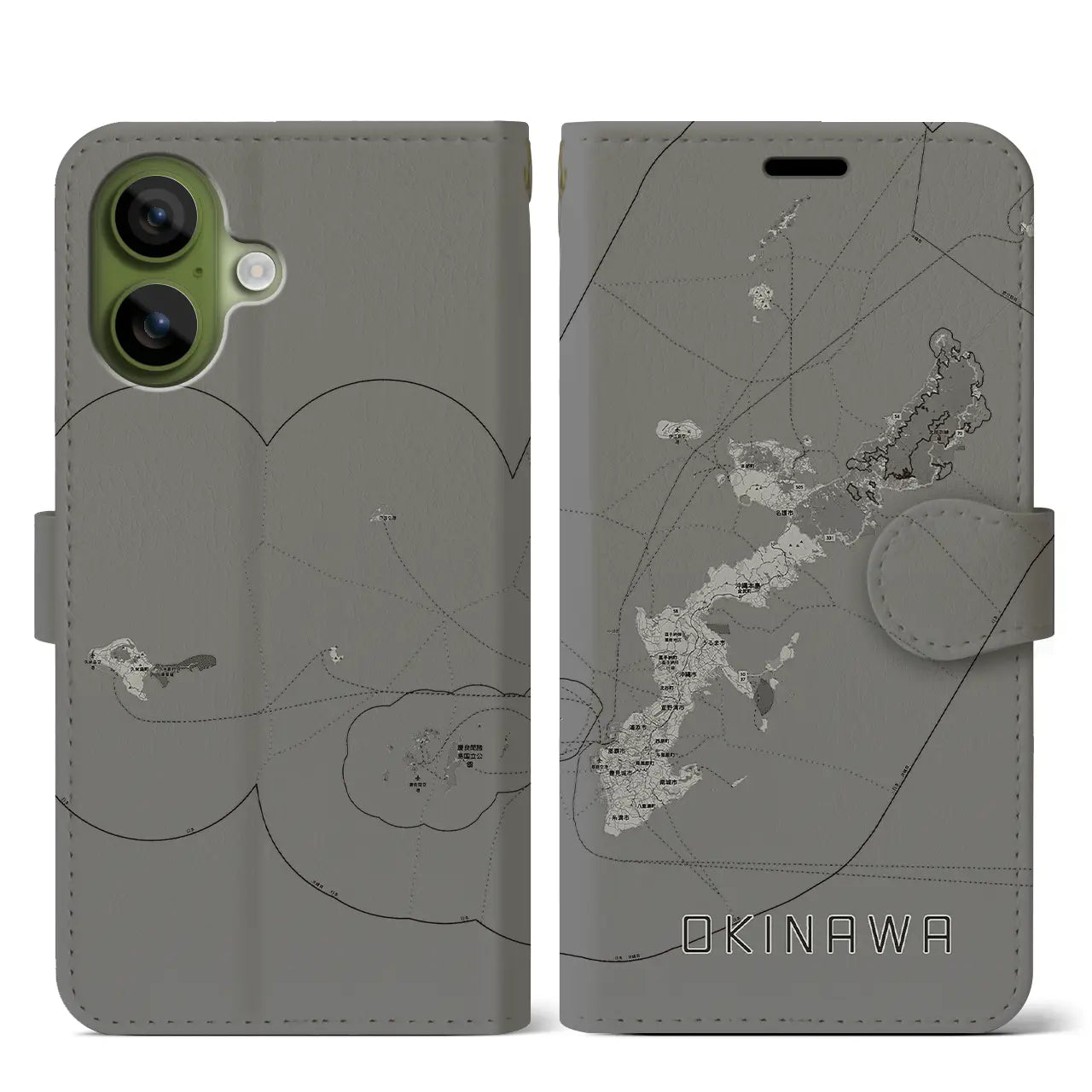 【沖縄2（沖縄県）】地図柄iPhoneケース（手帳タイプ）