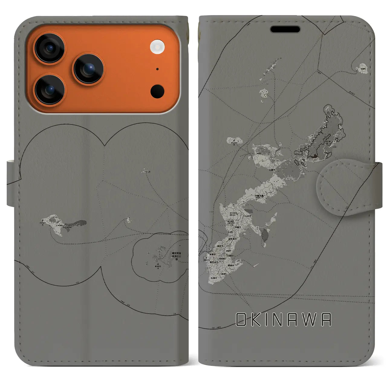 【沖縄2（沖縄県）】地図柄iPhoneケース（手帳タイプ）