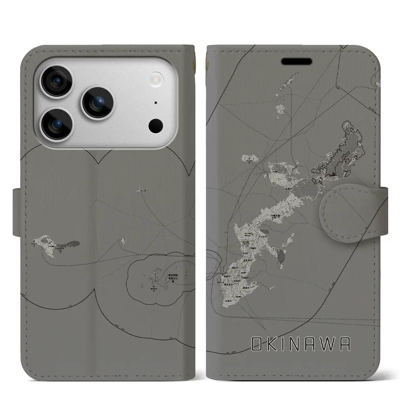 【沖縄2（沖縄県）】地図柄iPhoneケース（手帳タイプ）