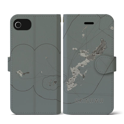 【沖縄2（沖縄県）】地図柄iPhoneケース（手帳タイプ）モノトーン・iPhone SE（第3 / 第2世代） / 8 / 7 / 6s / 6 用