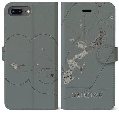 【沖縄2（沖縄県）】地図柄iPhoneケース（手帳タイプ）モノトーン・iPhone 8Plus /7Plus / 6sPlus / 6Plus 用