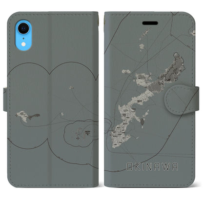 【沖縄2（沖縄県）】地図柄iPhoneケース（手帳タイプ）モノトーン・iPhone XR 用