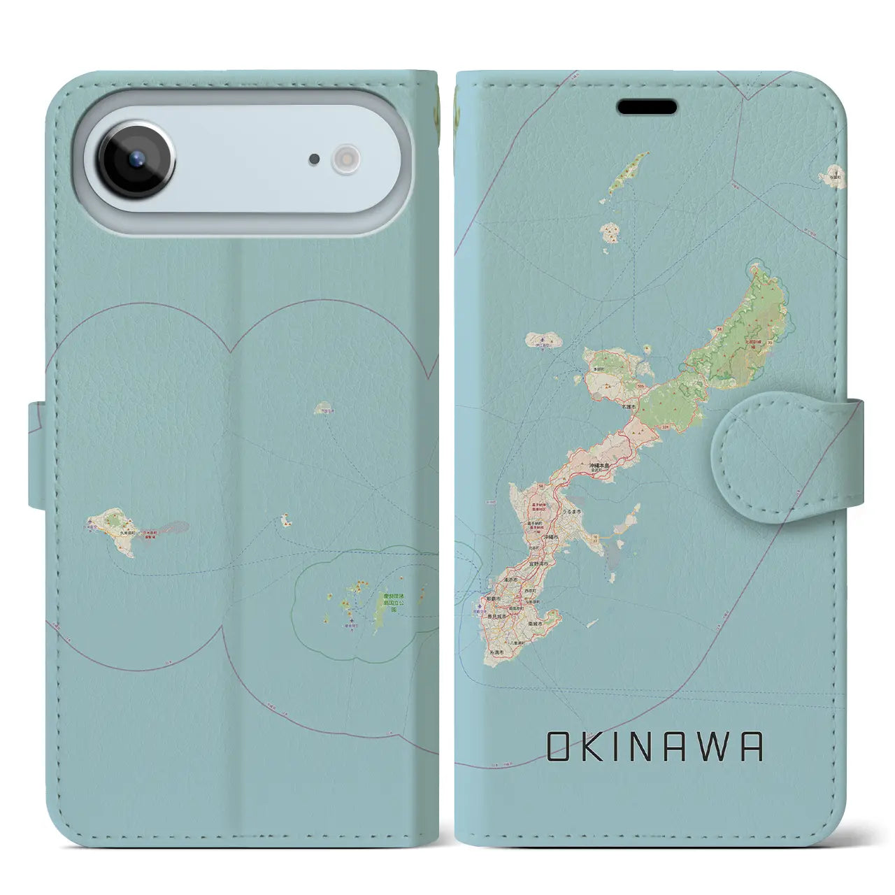【沖縄2（沖縄県）】地図柄iPhoneケース（手帳タイプ）