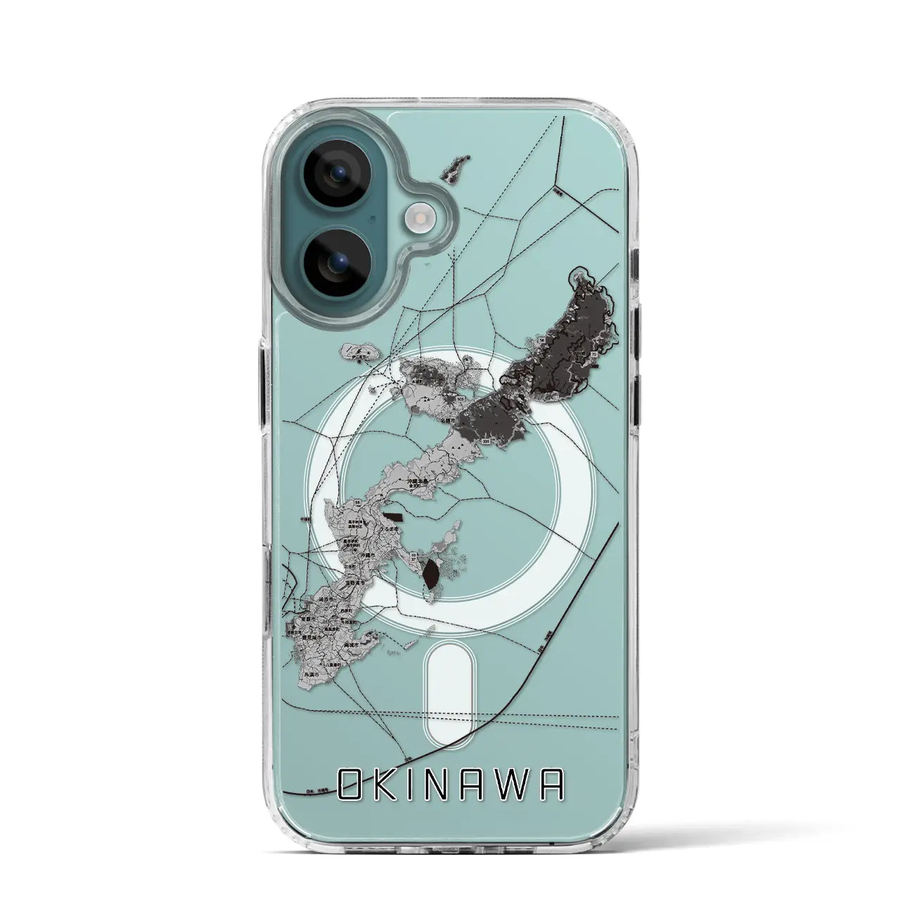 【沖縄2（沖縄県）】地図柄iPhoneケース（MagSafeタイプ）モノトーン・iPhone 16 Pro 用
