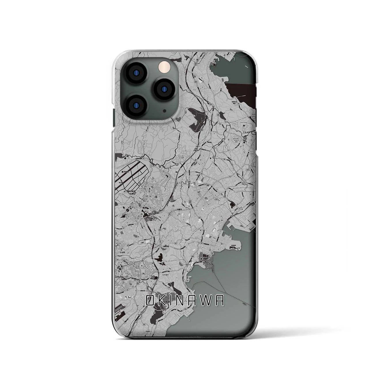 【沖縄（沖縄県）】地図柄iPhoneケース（クリアタイプ）モノトーン・iPhone 11 Pro 用