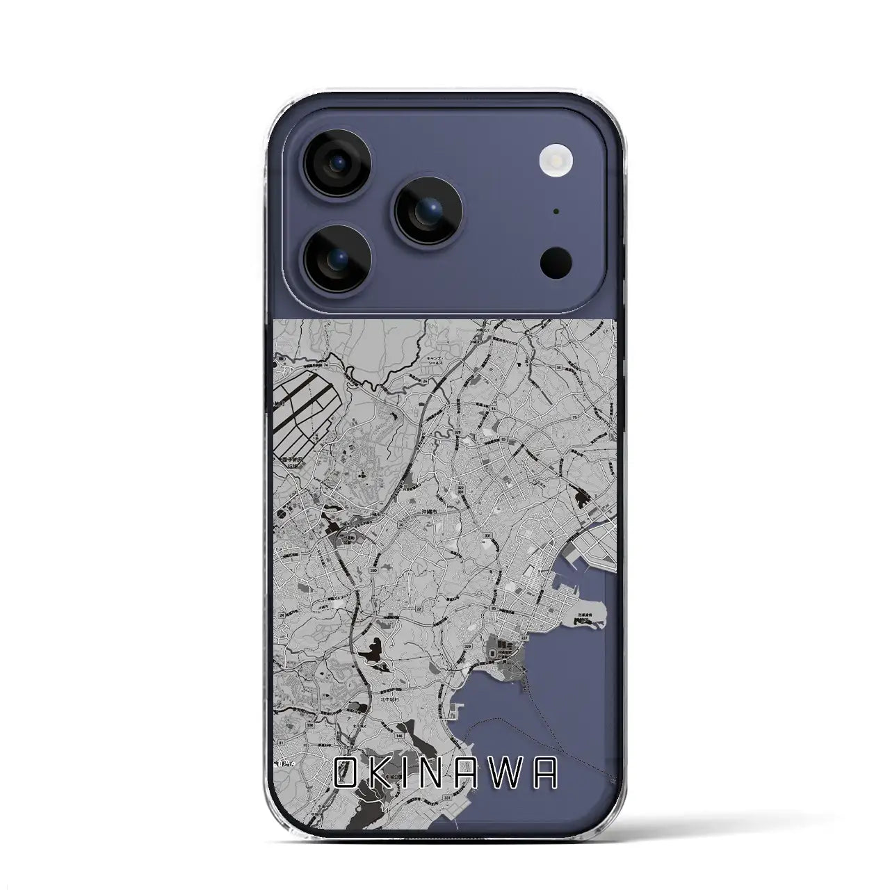【沖縄（沖縄県）】地図柄iPhoneケース（クリアタイプ）モノトーン・iPhone 17 Pro Max 用