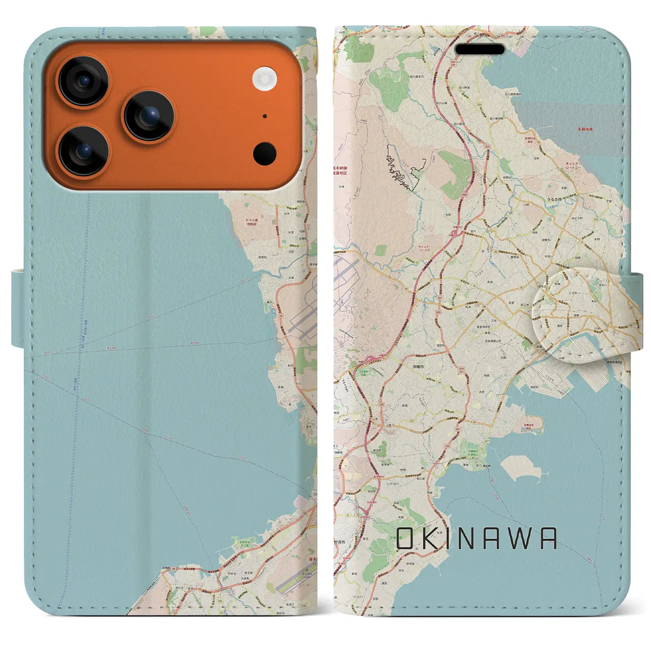 【沖縄（沖縄県）】地図柄iPhoneケース（手帳タイプ）